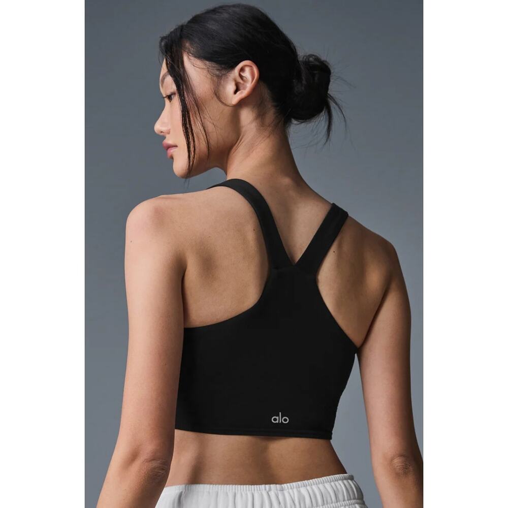 NWT Alo Yoga Airbrush Black Real Bra Tank Yoga Workout Gym Athleisure Size XS - Picture 4 of 4